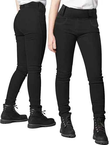 Bikers Gear Legging de protection pour moto – Legging de moto pour femme respirant, élastique, coupe ajustée, avec protection CE amovible, Noir , XL