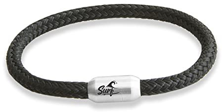 Paris Montana Bracciale da surfista Paracord | Bracciale intrecciato in filo di marinaio | Maritim & impermeabile | 6 mm Ø | incisione surfista | fatto a mano | uomo e donna | corda nautica, 19 cm -