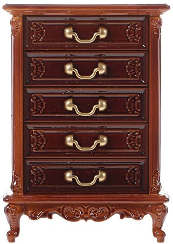 Zerodeko Puppenhaus Kommode Miniatur Schrank 1:12 Maßstab Holzspielzeug Möbelschrank Für Puppenhaus Schlafzimmer Dekorative Mini Möbel Für Kinder DIY Modellbau