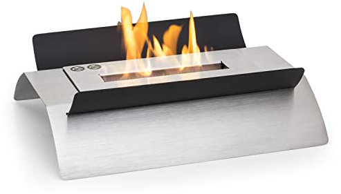 Klarstein Caminetto Bioetanolo da Pavimento, Camino da Terra Inodore e Senza Fumo, Stufa da Interno Esterno, Autonomia 4-6 Ore, 2.2kW, 45x32x15cm