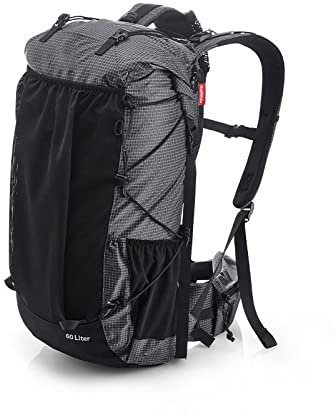 Wanderrucksack 60L 40L Camping Wandern Klettern Rucksäcke Huckepack atmungsaktiv leicht ca. 1160g mit Regenschutz (Color : Black A 60L)