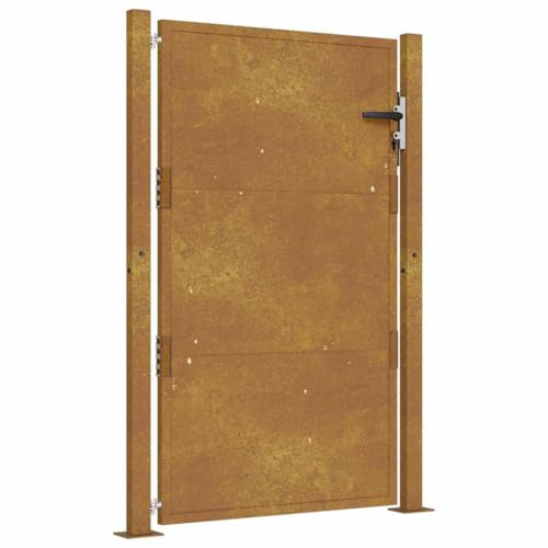 vidaXL Puerta de jardín acero corten 100x150 cm, puerta de valla, puerta de exterior, puerta de metal, puerta de seguridad, puerta de entrada