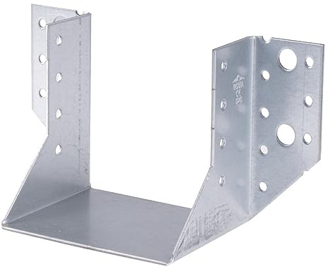 Balkenschuhe außen, Balken Holzverbinder mit außenliegenden Laschen, Stahl verzinkt, für Holzkonstruktionen an Holz, Stahl und Beton mit ETA Zulassung & CE Kennzeichnung (100x100 mm, 12.00, Anzahl)