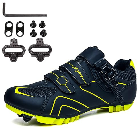 PENXZT Scarpe ciclistiche MTB Maschile Scarpe per Mountain Bike compatibili con tacchette SPD a 2 bulloni Scarpe da Ciclismo da Corsa all'aperto Interno con Fibbia Veloce