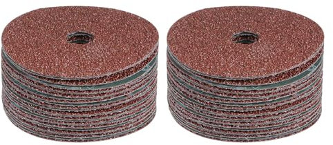sourcing map 50pcs 16 Grit Aluminum Oxide Resin Fiber Discs 5x7/8 Metal Sanding Grinding Discs for Angle Grinding Machine Polishing and Grinding Metals, Wood, and Fiberglass