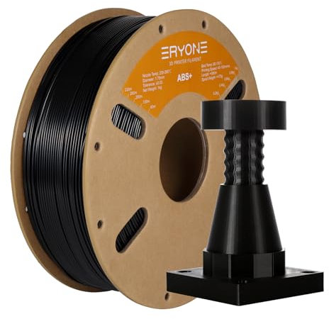 ERYONE Engineering Filament, 1.75 mm 3D Printing Filament, Dimensional Accuracy +/- 0.03mm, Fit Most FDM 3D Printers, ABS Plus Black 1kg Spool (2.2LBS)