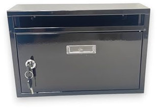 Cassetta Postale per Esterno con Spioncino e Portanome Anta Apribile con Serratura a Chiave Incassata a Muro Doppia Chiave e tasselli Inclusi 30x20x10 cm (Nero)