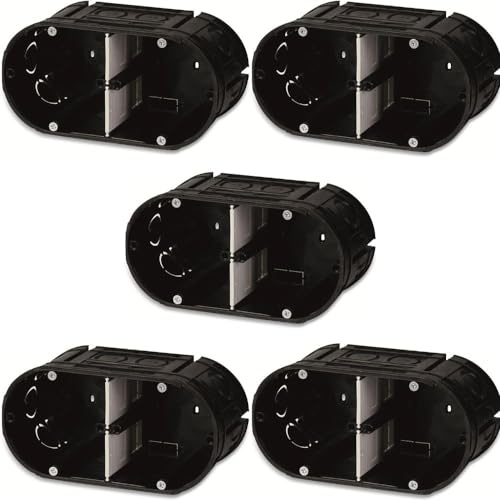 Fiduciashop Unterputz Steckdose 2-Fach - Unterputzdose 68mm Tiefe - Abzweigdose Klein für Profis - Hochwertige Installation mit Präzision für Moderne Elektroinstallationen (5 Stück) Schwarz