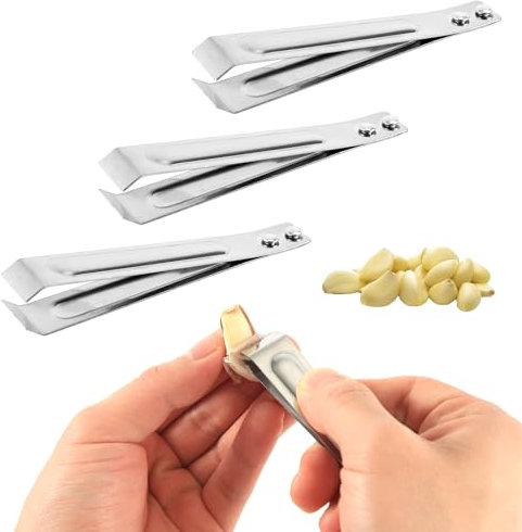 3pcs Pince à Éplucheur l'Ail, Acier Inoxydable Pince à Ail Outil pour Enlever la Peau d'Ail Pince à Arêtes de Poisson Pinces à Éplucher l'Ail pour Éviter l'Odeur d'Ail sur Vos Mains