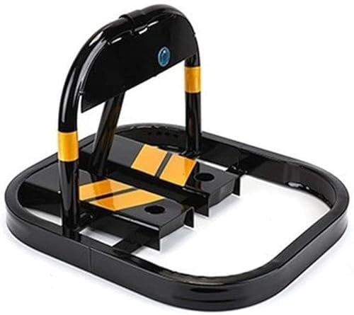 Auto-Parkplatzsperre, abschließbare Parksperre, Parksperre, Parkpfahl, Schwermetallpoller, Parksperre zum Absperren, dickerer Parksperrenhalter, blockierende Autos, Parksperre