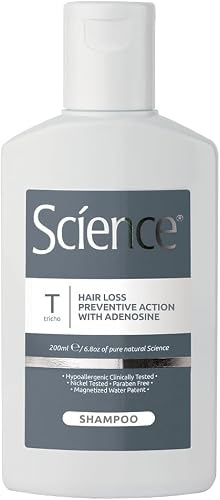 Science Hair Care Anti-fall schampo med adenosin 200 ml - naturliga ingredienser, förpackning 100 % återvinningsbar - Tillverkad i Italien