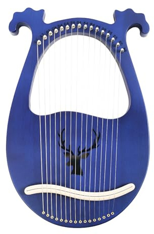 Lyre Harp Harfe aus massivem Mahagoni, Lyra Harfen 16 Metall saiten - Daumenklavier mit Stimmtasten und Paddles,l für Kinder und Erwachsene Musik Liebhaber AnfäNger (Blau)