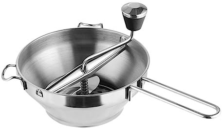 ANDRESLAD Per Alimenti Per Bambini Ergonomico in Acciaio Inossidabile Facile Da Montare Lavabile in Lavastoviglie Antiruggine 3 Dischi Di Macinazione Lisci Colore Argento