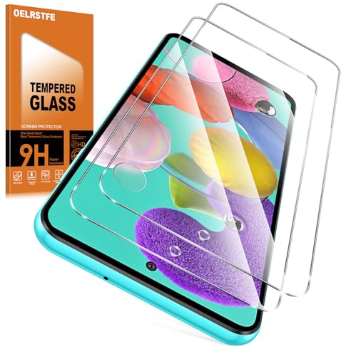 Oelrstfe 2 Stück Panzer Schutz Glas für Samsung Galaxy A51 4G/5G 9H Härte Schutzfolie Schutzglas Ultra HD Transparent Displayschutzfolie Kratzfest Blasenfrei Anti-Fingerabdruck Displayschutz