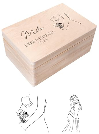 Creative Deco Erinnerungskiste Baby Personalisiert Holzkiste 30 x 20 x 14cm | Geschenkkiste | Individuelle Geschenke für Schwangere werdende Mutter