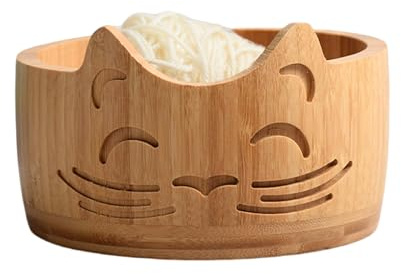 MerwDeeyt Garnschale Holz Wollschale Runde Garn Schüssel | 17cm Wolle Aufbewahrung Schüssel Tragbare Strickschale für Wolle, Holzgarnschale Yarn Bowl für Stricken Häkeln Zubehör