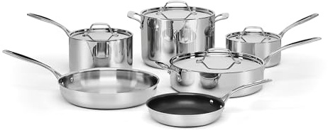 Cuisinart Custom-Clad 5-Ply Stainless Steel Cookware Set, CC5-10, Multiple Sizes, 10 Piece