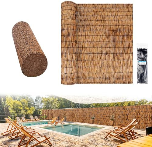 BZCKBZ Schilfzaun In Sondergröße 50 60 70 80 90 100 110 120 130 cm Hoch Brauner Schilfrohrmatte Sichtschutz Für Den Garten Villa, Pflanze, Landschaft – Handgewebt(70x300cm(2.3x9.8FT))