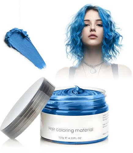 Temporäre Haarfarbe, 4,23 Unzen Haarfarbe Wachs für Männer Frauen, Washable Naturhaarfarbe Pomade, Instant Haartönung Dye Haar Wachs für Party, Cosplay, Halloween, für Erwachsene (Blau)