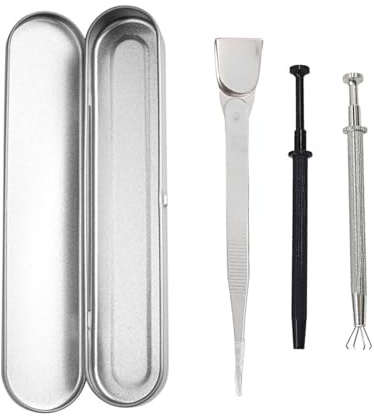 Tovyzalg Herramienta de agarre de joyería de 4 garras con émbolo de diamante, juego de pinzas de precisión, soporte de cuentas, componentes electrónicos, impermeable, multifuncional (plata + negro)