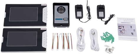 4 Leitungen 7 Zoll Video 2 Familienhaus Türsprechanlage, Türklingel Gegensprechanlage, Video Gegensprechanlage, Kabelgebundenes Türklingel Kit mit Kamera, für 2 Familienhaus, Gegensprechanlage Monitor