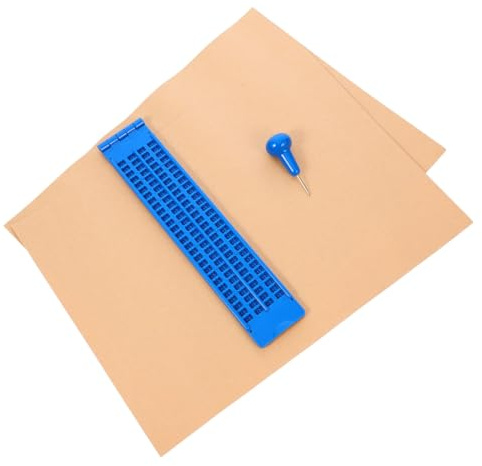 Holibanna Braille Scrittura Tavoletta in Plastica 27 Linee e 30 Celle, Penna Inclusa, Set Robusto per l'Apprendimento all'Aperto dei Non Vedenti