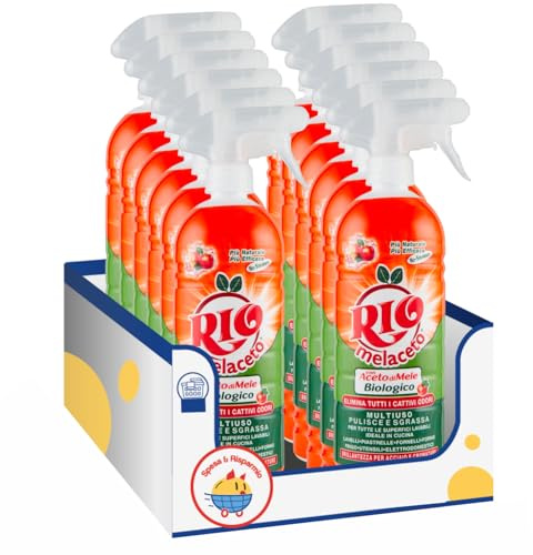 Melaceto – Mix di Mela e Aceto Naturale kit con Spugna Brandizzata SPESA & RISPARMIO Inclusa – Variazioni 4/8/12 Pezzi – Formato da 800 ml (12)