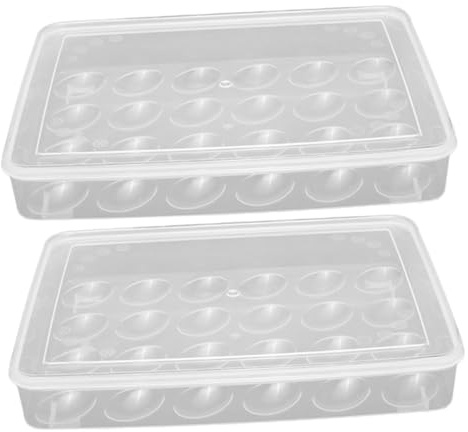CLISPEED Huevera Transparente para Refrigerador 24 Espacios Bandeja Protectora de Plástico para Huevos Contenedor de Almacenamiento Seguro para Huevos Set de 2 Piezas Adecuado para