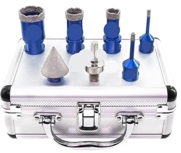 Kit De 7 Forets Diamantés For Carrelage, Céramique, Marbre Et Granit, Avec Adaptateur For Scie Cloche M14 Et Foret Carotté