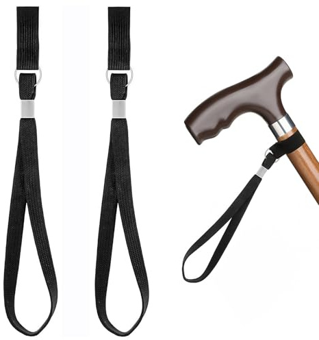 2 PCS Gehstock-Handgelenkriemen, Verstellbarer Gehstock Handgelenkriemen aus Nylon, Universelle Schlaufe für Ge hstock, Krücken und Spazierstöcke, Sicheres Halteband für mehr Stabilität
