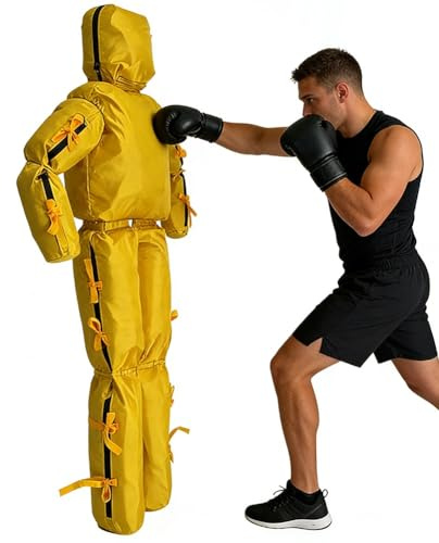 Mannequin d'Entraînement pour MMA Judo Jiu-Jitsu Brésilien, Figurine de Combat Debout Articulée, Tissu Oxford Résistant et Imperméable, Modèle Non Rempli(A: Yellow,175cm)