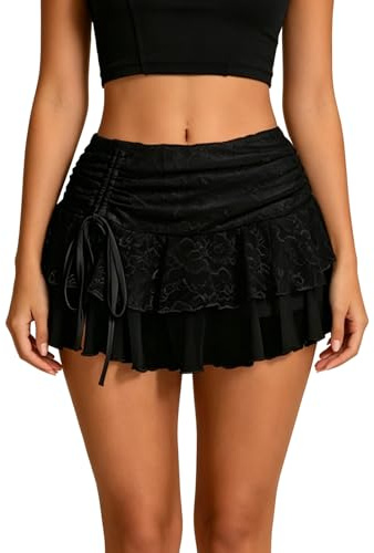 Women's Y2K Flora Lace Mini Skirt Going Out Party Rave Club Date Night Mini Skirts