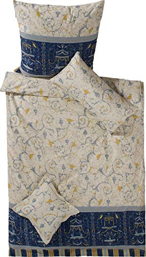 Bassetti OPLONTIS Bettwäsche + 2 Kissenhüllen aus 100% Baumwollsatin in der Farbe Blau v.9, Maße: 200x200 + 2 K 80x80 cm - 9237474