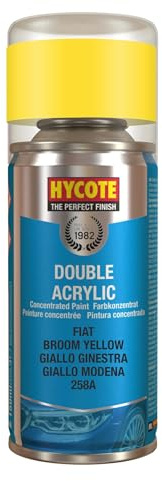 Hycote Double Acrylic Aerosol Car Spray Paint, Fiat - Broom Yellow, 150 ml