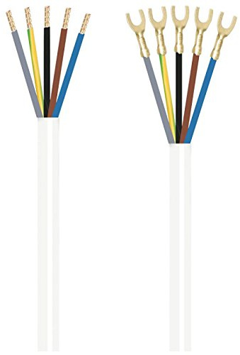 Herdanschlussleitung, 5 x 1,5² H05 VV-F, 2 m, weiß, einseitig Gabelkabelschuhe
