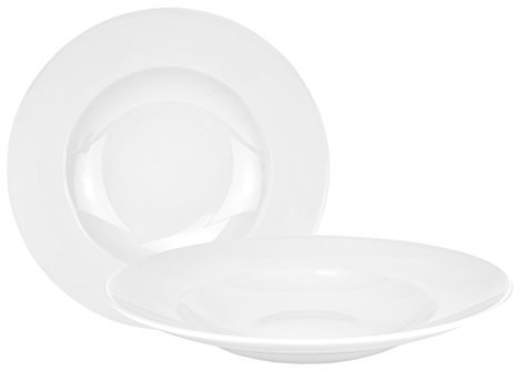 Juego de 2 Pasta Bowl Van Well, 500 ml, diámetro 30 cm, inferior Menú Platos, platos de pasta, edles Marca Porcelana (redondo, brillante, diseño clásico, color blanco