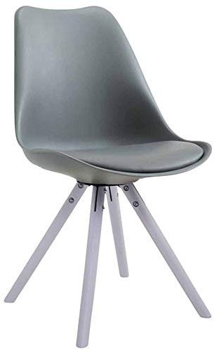 CLP Chaise de Visiteur Toulouse Rembourrée Revêtement en Similicuir - Style Scandinave avec Dossier Ergonomique - Chaise de Salle à Manger AV, Couleur:Gris, Couleur du Cadre:Blanc