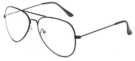 ALWAYSUV klassische Brille Metallgestell Brillenfassung Vintage Brille Dekobrillen (schwarz)