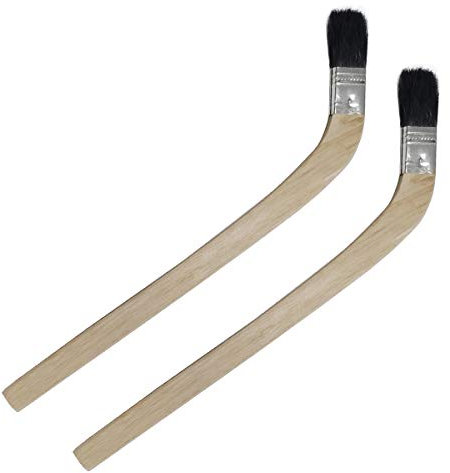 2Pcs Wooden Handle Bristle Radiator Paint Brush, 1 Inch Brush Width, 350mm Total Length, 45mm Trim Length(1 Inch #7W)