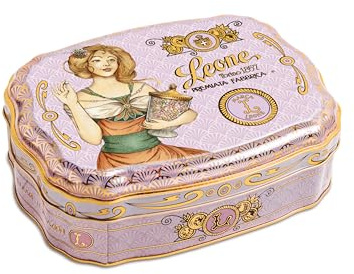 Leone seit 1857 - Metalldose Liberty Violett - Fruchtgummis - vegane und glutenfreie Leone Bonbons - Geschenkdose mit 200g