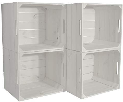 CHICCIE 4 Set Kallax Holzkiste Karl - Weiß Aufbewahrungsbox 33x38x33cm Aufbewahrungskorb Holzbox Holz Regal