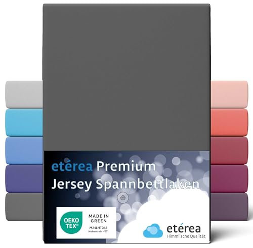 etérea Premium Spannbettlaken 180x200cm - 200x200cm Anthrazit – extra Jersey Spannbetttuch bis 25cm Höhe – 160 g/m² gekämmte Baumwolle – Boxspring & Normale Bettlaken