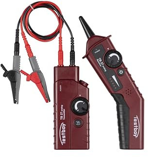 Testboy 27 Analog Leitungssucher-Set, fremdspannungsgeschützt bis 400 V, Kabelfinder (Kabelsuchgerät für nicht spannungsführende Leitungen, mit LED-Anzeige, einstellbarer Sende- & Empfangspegel), Rot