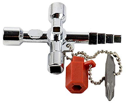 Chiave a croce 4 in 1 cacciavite triangolare quadrato universale, chiave multifunzionale per porte elettriche chiave di apertura in lega di zinco