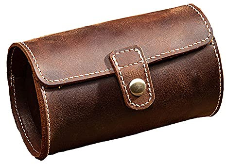 KIPETTO Uhrenrollen-Reiseetui für 2 Uhren, Leder-Uhrenetui, Aufbewahrung, Organizer und Display