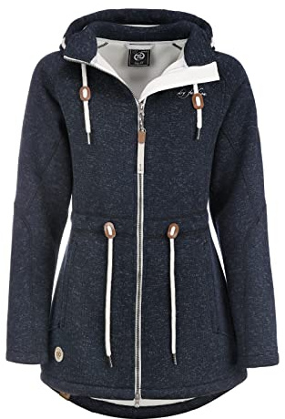 Dry Fashion Damen Fleece-Mantel St. Peter-Ording - Wintermantel Fleecejacke Outdoorjacke Winterjacke mit Kapuze