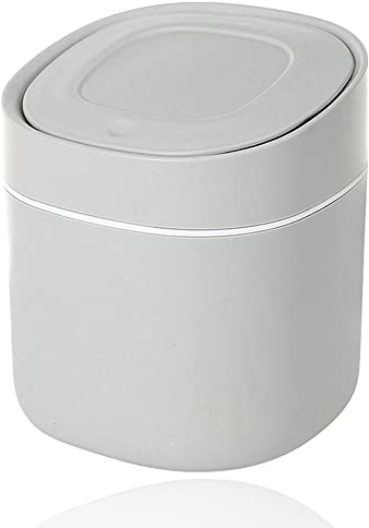 Papelera de Mesa, Papelera Oficina Pequeña, Portátil Papelera con Tapa, para Baño, Cocina, Bar, 4 L, Gris