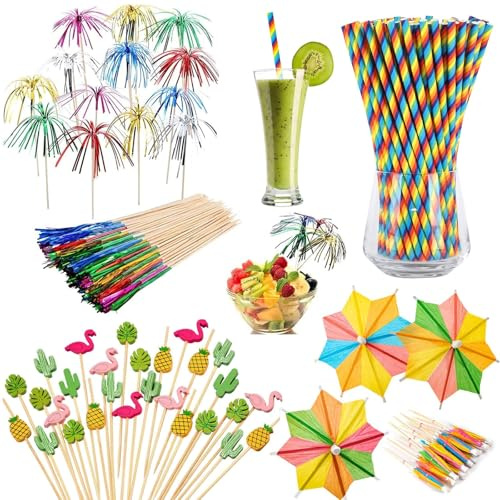 Catelves 140 Stück Cocktail Deko,Cocktail Zubehör Deko,Cocktail Schirmchen | Cocktail Zubehör, Cocktailschirmchen, Cocktail Dekoration, Schirmchen Cocktail, Cocktail Deko Strohhalme,Deko Schirmchen
