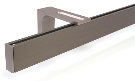 Deco-Raum Gardinenstange auf Maß Innenlauf eckig Wandbefestigung Wandträger mitte Lauf 8,3cm Vorhangstange Flächenvorhang Schiene Innenlaufstange für Vorhänge Edelstahl-optik 100cm