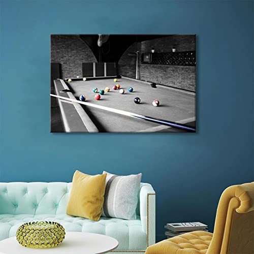 Billard Zimmer Wand Kunst Drucke Kunstwerk Poster Malerei Schwarz und Weiß Bilder Druck auf Leinwand für Wohnzimmer Dekorationen, 42 * 60cm, ungerahmt